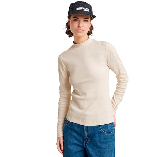 G-Star Damen Slim Rib Mock Top, Weiß (Chalk D25033-D850-127), XXL von G-Star RAW