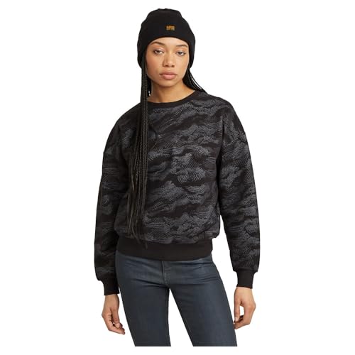 G-Star Damen Lace AOP Loose Sweatshirt, Mehrfarben (dk Black lace Wave D25169-D865-G900), L von G-STAR