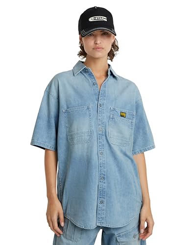 G-Star RAW Women's Shirts Relaxed Venture Shirt ss wmn, Blau (Sun Faded Blue Mist D24882-D252-G342), S von G-Star RAW