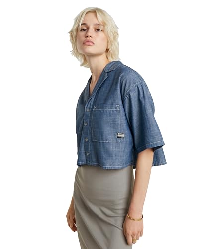 G-Star RAW Women's Shirts Roamer Shirt ss wmn, Blau (Rinsed D24345-D558-082), XL von G-STAR
