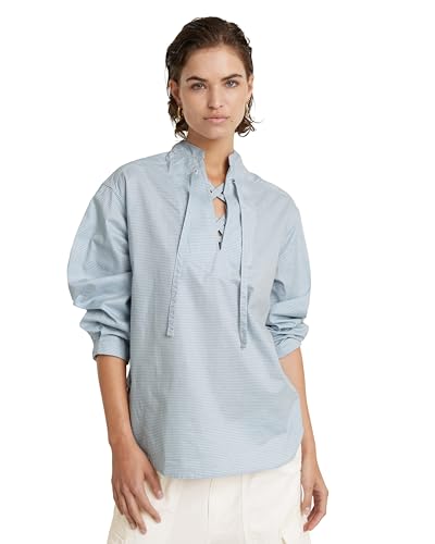 G-Star RAW Women's Shirts Scooped Hem top wmn, Mehrfarben (dk Wave Pinpoint Stripe D24589-D592-G459), L von G-Star RAW