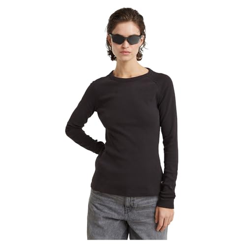G-Star Damen Slim Rib Keyhole Top, Schwarz (dk Black D25026-D850-6484), M von G-STAR