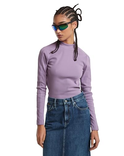 G-Star Damen Slim Rib Mock Top, Purpur (Rhapsody D25033-D850-G869), L von G-STAR
