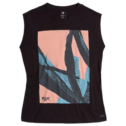 G-Star RAW Women's Tops AI Print Elasticated Waist sl t wmn, Schwarz (dk Black D24672-4107-6484), XL von G-Star RAW