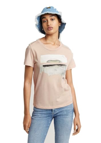 G-Star RAW Women's Tops Abstract Water Color Print r t wmn, Rosa (Rugby tan D24643-4107-G373), XL von G-STAR