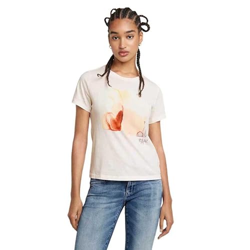 G-Star RAW Women's Tops Abstract Water Color Print r t wmn, Weiß (lt Chalk D24643-4107-1284), XL von G-STAR