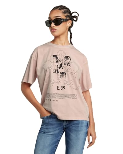 G-Star RAW Women's Tops Graphic Overdyed Loose r t wmn, Rosa (Rugby tan gd D24632-2653-G915), M von G-Star RAW