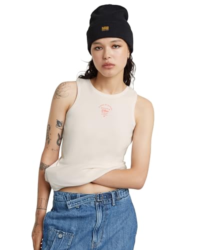 G-Star RAW Women's Tops Racerback Ribbed Slim Tank top wmn, Grau (lt Chalk D24645-5268-1284), XL von G-STAR