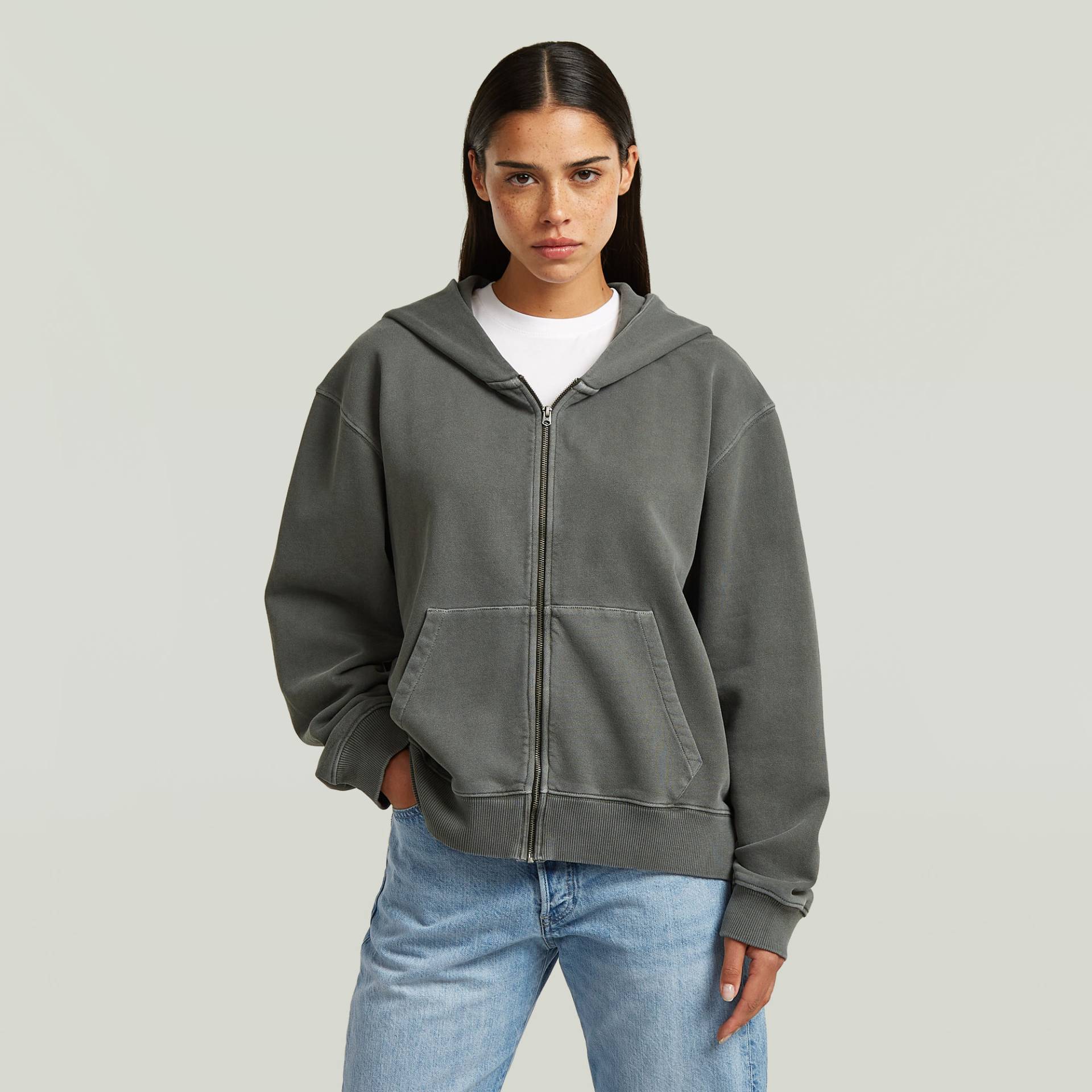 Washed Hoodie Zip Relaxed Sweatshirt von G-STAR