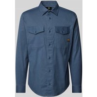 G-Star Raw Slim Fit Freizeithemd mit Label-Patch in Blau, Größe XXL G-Star Raw Slim Fit Freizeithemd mit Label-Patch in Blau, Größe XXL von G-Star Raw