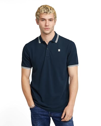 G-STAR RAW Herren Dunda Slim Stripe Poloshirt, Blau (sartho blue D17127-5864-6067), M von G-STAR RAW