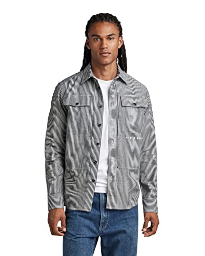 G-STAR RAW Herren Panel Cargo Regular Hemd, Mehrfarben (rinsed deck stripe D22973-D322-D850), S von G-STAR RAW