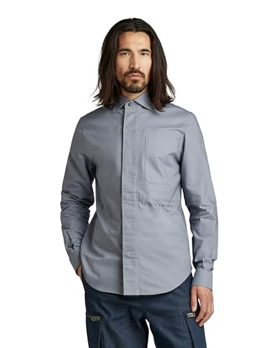 G-STAR RAW Herren Secret Utility Reg Hemd, Mehrfarben (lt cloud/steel grey oxford D21085-C895-D494), XXL von G-STAR RAW