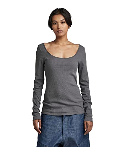 G-STAR RAW Damen Deep Scoop Slim Top, Grau (granite D22763-D289-1468), M von G-STAR RAW