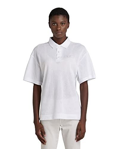 G-STAR RAW Damen Mesh Loose Poloshirt, Weiß (white D21590-C810-110), XS von G-STAR RAW