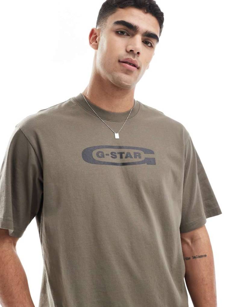 G-Star - Oversize-T-Shirt in Grün mit Old-Skool-Logo von G-Star