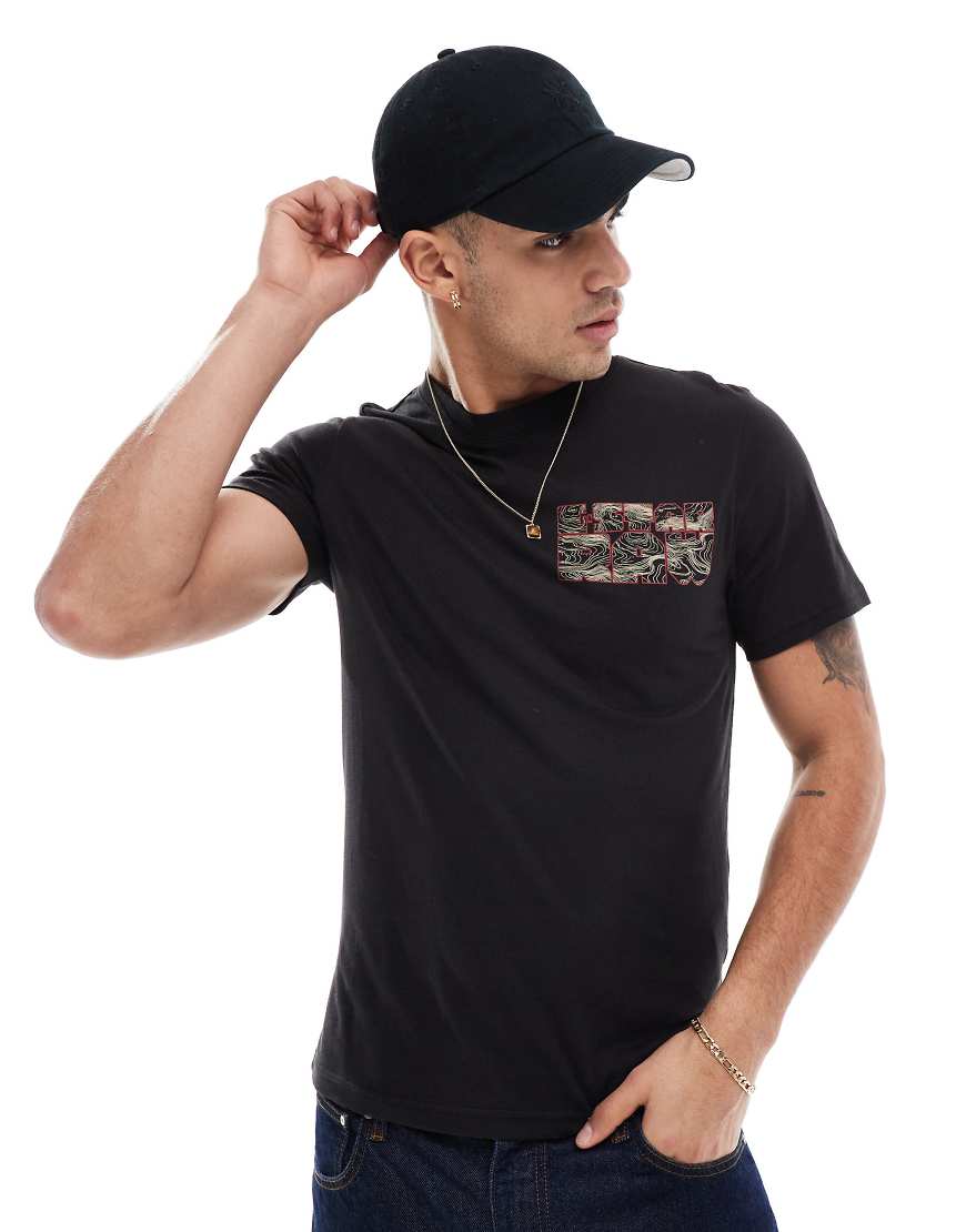 G-Star - T-Shirt in Schwarz mit Topografie-Print von G-Star