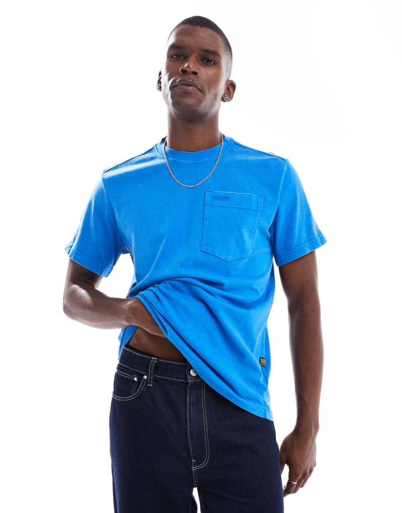 G-Star - T-Shirt in überfärbtem, gewaschenem Blau von G-Star
