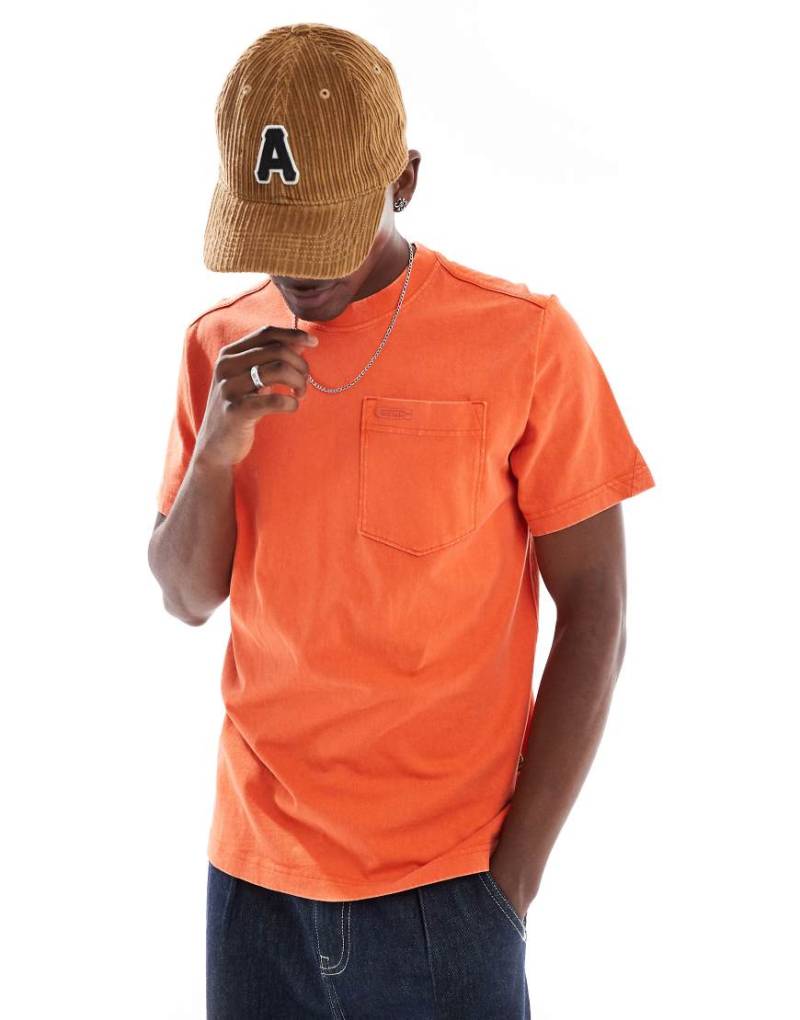 G-Star - T-Shirt in überfärbtem, gewaschenem Orange von G-Star