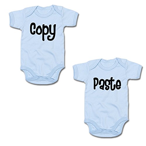 Copy & Paste Twin-Set Baby-Body-Set (250.0046) (6-12 Monate, blau/blau) von G-graphics