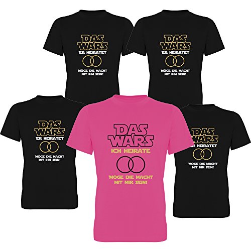 Das Wars Er heiratet & Ich heirate Junggesellen-Abschied T-Shirts Herren 252.015 (L, Motiv Bräutigam (pink)) von G-graphics