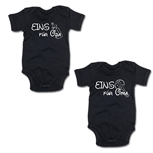 Eins für Oma & Eins für Opa Twin-Set Baby-Body-Set 250.0402 (0-3 Monate, schwarz/schwarz) von G-graphics