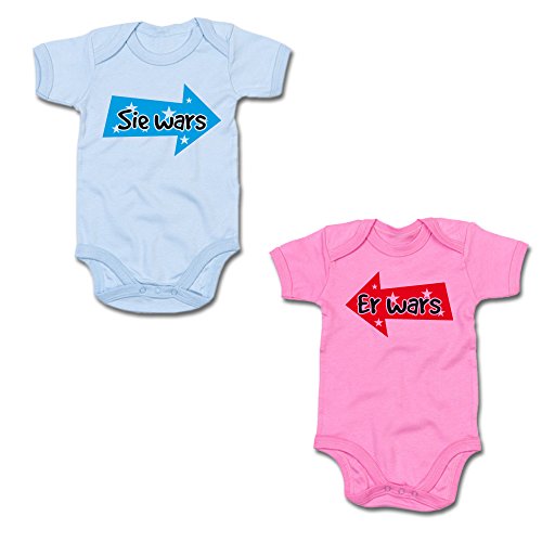 Er Wars & Sie Wars Twin-Set Baby-Body-Set (250.0314) (0-3 Monate, blau/pink) von G-graphics