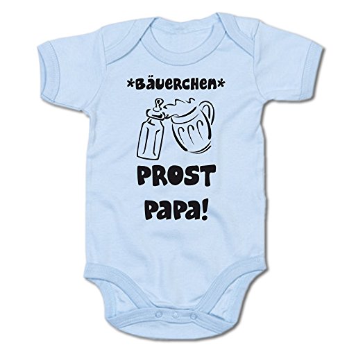 G-graphics *Bäuerchen* Prost Papa! Baby-Body (250.0150) (6-12 Monate, blau) von G-graphics