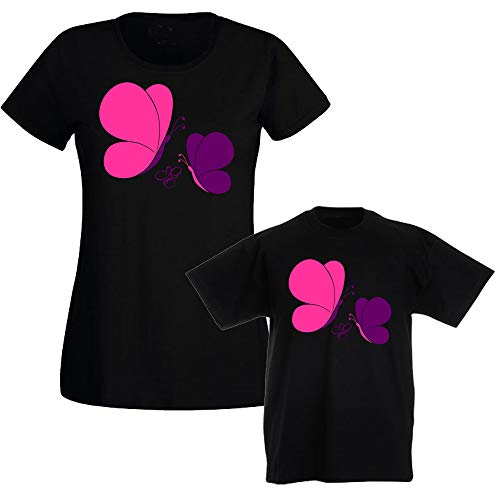 G-graphics / G-Styles - Mutter & Kind T-Shirt-Set - Butterflies 347.0028 (Mutter L/Kind 116) von G-graphics