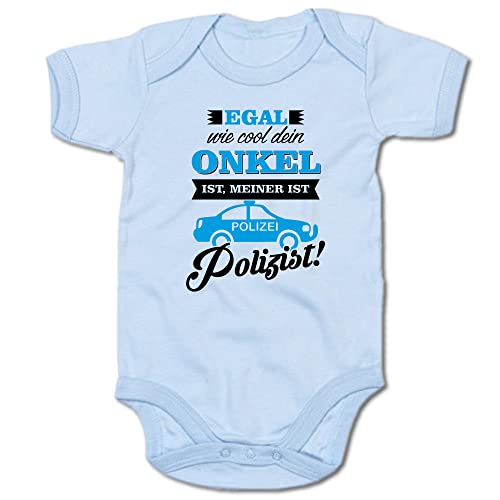 G-graphics Baby Body Egal, wie cool dein Onkel ist, meiner ist Polizist! 250.0878 (0-3 Monate, blau) von G-graphics