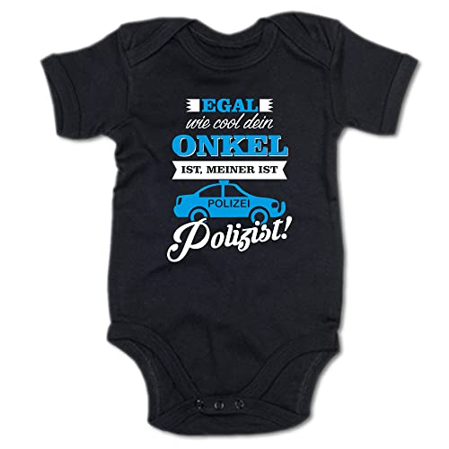 G-graphics Baby Body Egal, wie cool dein Onkel ist, meiner ist Polizist! 250.0878 (3-6 Monate, schwarz) von G-graphics