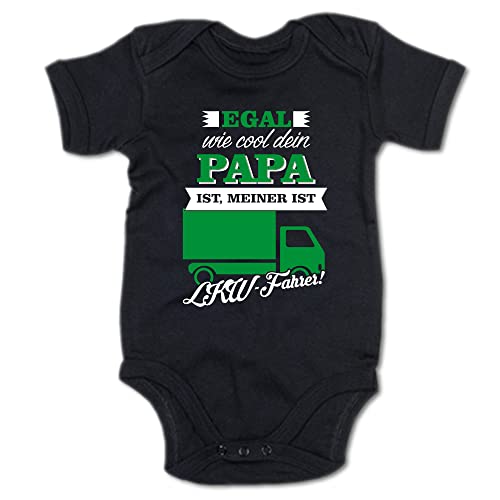 G-graphics Baby Body Egal, wie cool dein Papa ist, meiner ist LKW-Fahrer! 250.0888 (0-3 Monate, schwarz) von G-graphics