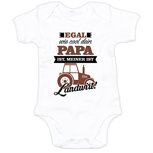 G-graphics Baby Body Egal, wie cool dein Papa ist, meiner ist Landwirt! 250.0891 (6-12 Monate, weiß) von G-graphics