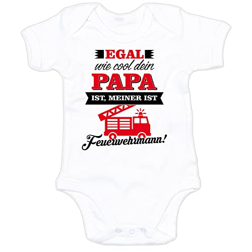 G-graphics Baby Body Egal wie cool dein Papa ist, meiner ist Feuerwehrmann 250.0867 (3-6 Monate, weiß) von G-graphics