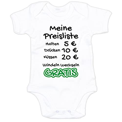 G-graphics Baby Body Meine Preisliste - halten, drücken, küssen, Windeln wechseln 250.0876 (6-12 Monate, weiß) von G-graphics