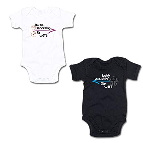 G-graphics Baby Body Twinset Ich Bin unschuldig - Er Wars/Sie Wars 250.0178 (0-3 Monate, weiß/schwarz) von G-graphics