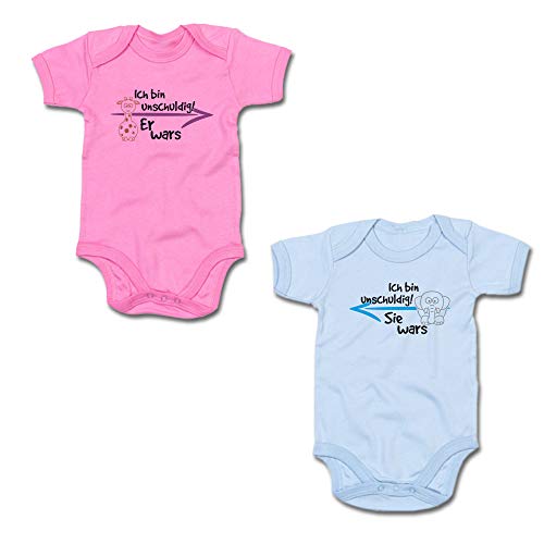 G-graphics Baby Body Twinset Ich Bin unschuldig - Er Wars/Sie Wars 250.0178 (6-12 Monate, pink/blau) von G-graphics