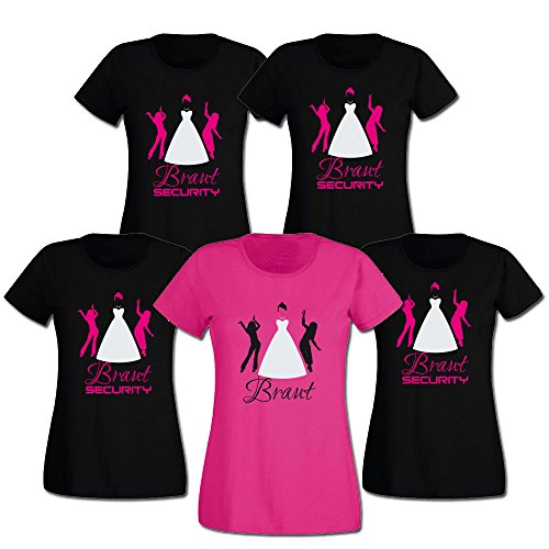 Braut & Braut Security Junggesellinnen-Abschied Damen T-Shirts 258.001 (XL, Motiv Begleitung (schwarz)) von G-graphics