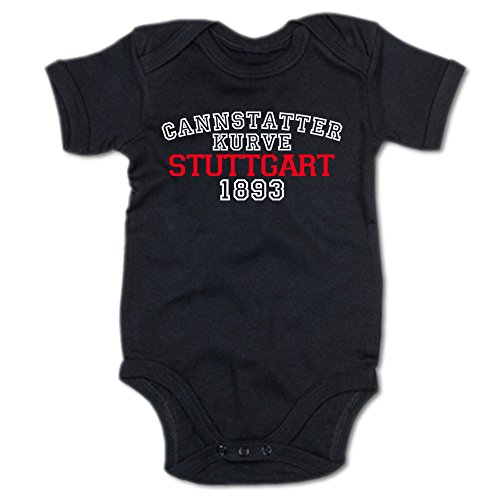 G-graphics Cannstatter Kurve Stuttgart 1893 Baby Body Suit Strampler 250.0274 (0-3 Monate, schwarz) von G-graphics