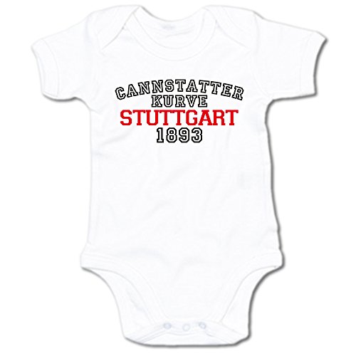 G-graphics Cannstatter Kurve Stuttgart 1893 Baby Body Suit Strampler 250.0274 (0-3 Monate, weiß) von G-graphics