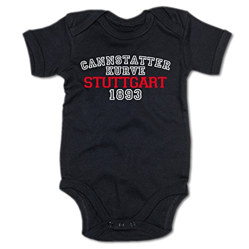 G-graphics Cannstatter Kurve Stuttgart 1893 Baby Body Suit Strampler 250.0274 (3-6 Monate, schwarz) von G-graphics