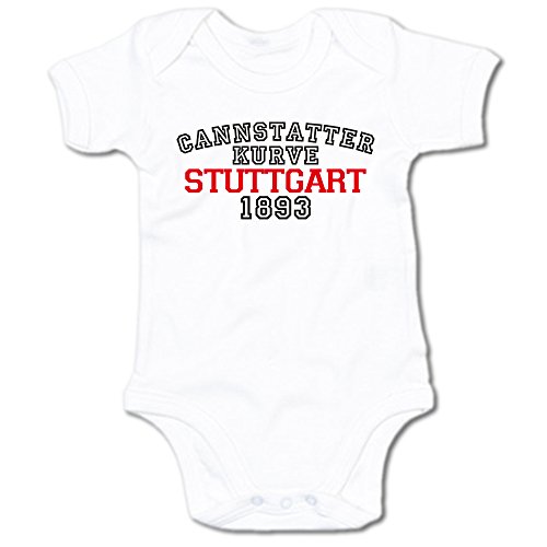 G-graphics Cannstatter Kurve Stuttgart 1893 Baby Body Suit Strampler 250.0274 (6-12 Monate, weiß) von G-graphics