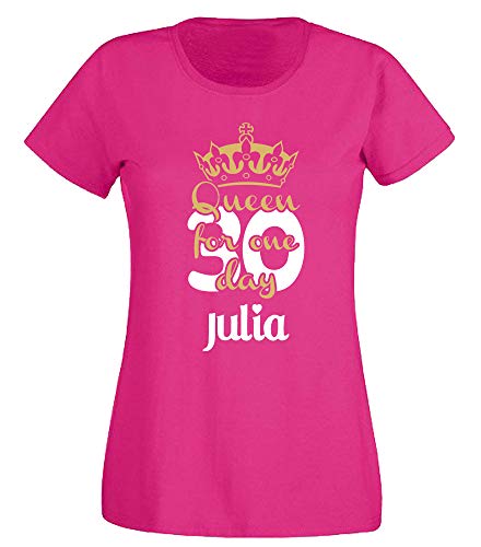 G-graphics Damen Geburtstags-T-Shirt 30 (Jahre) Queen for one Day - mit Wunschname 160.0170 (M, pink) von G-graphics