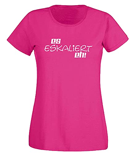 G-graphics Damen T-Shirt Es eskaliert eh! 160.0841 (L, pink) von G-graphics