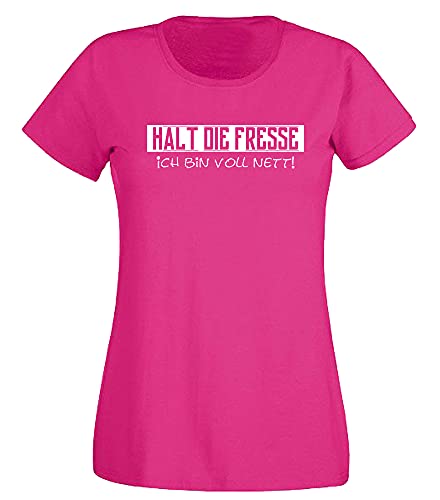 G-graphics Damen T-Shirt Halt die Fresse - Ich Bin voll nett! 160.0838 (L, pink) von G-graphics