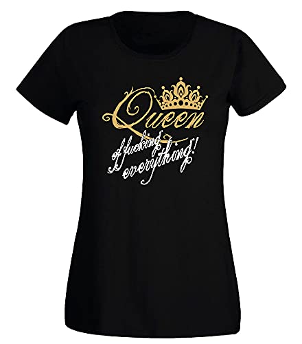 G-graphics Damen T-Shirt Queen of Fucking Everything! 160.0839 (L, schwarz) von G-graphics