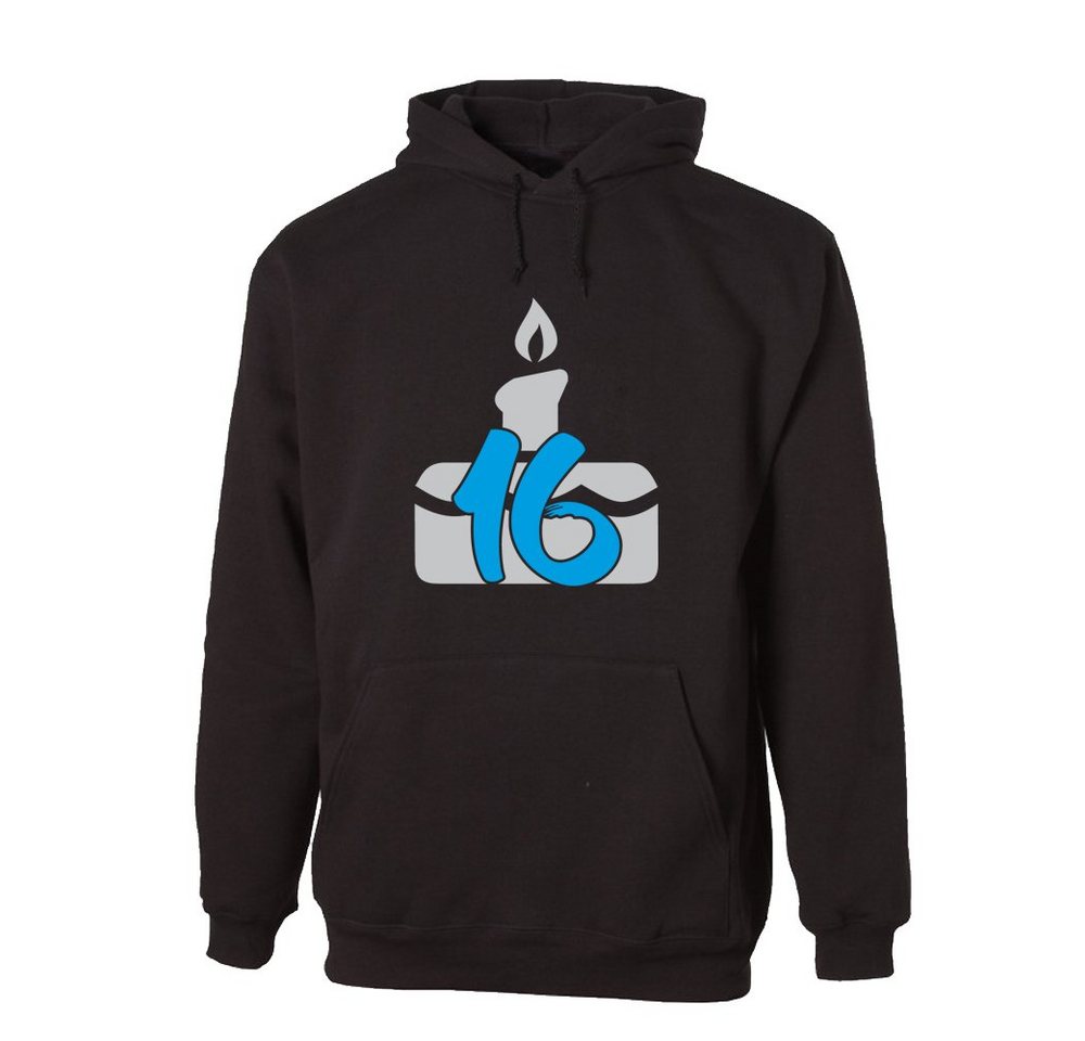 G-graphics Hoodie 16 – Geburtstagstorte mit trendigem Frontprint, Aufdruck auf der Vorderseite, zum 16ten Geburtstag von G-graphics