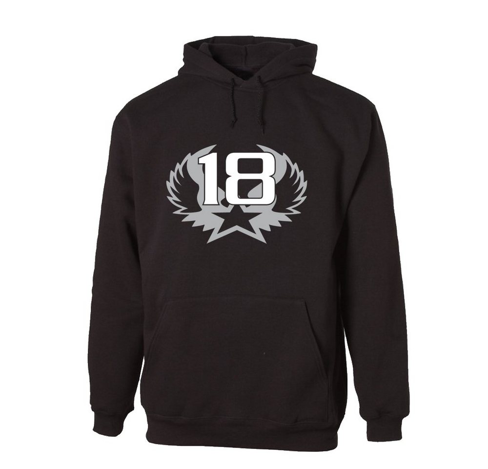 G-graphics Hoodie 18 – Stern mit Flügeln mit trendigem Frontprint, Aufdruck auf der Vorderseite, zum 18ten Geburtstag, Print/Motiv von G-graphics