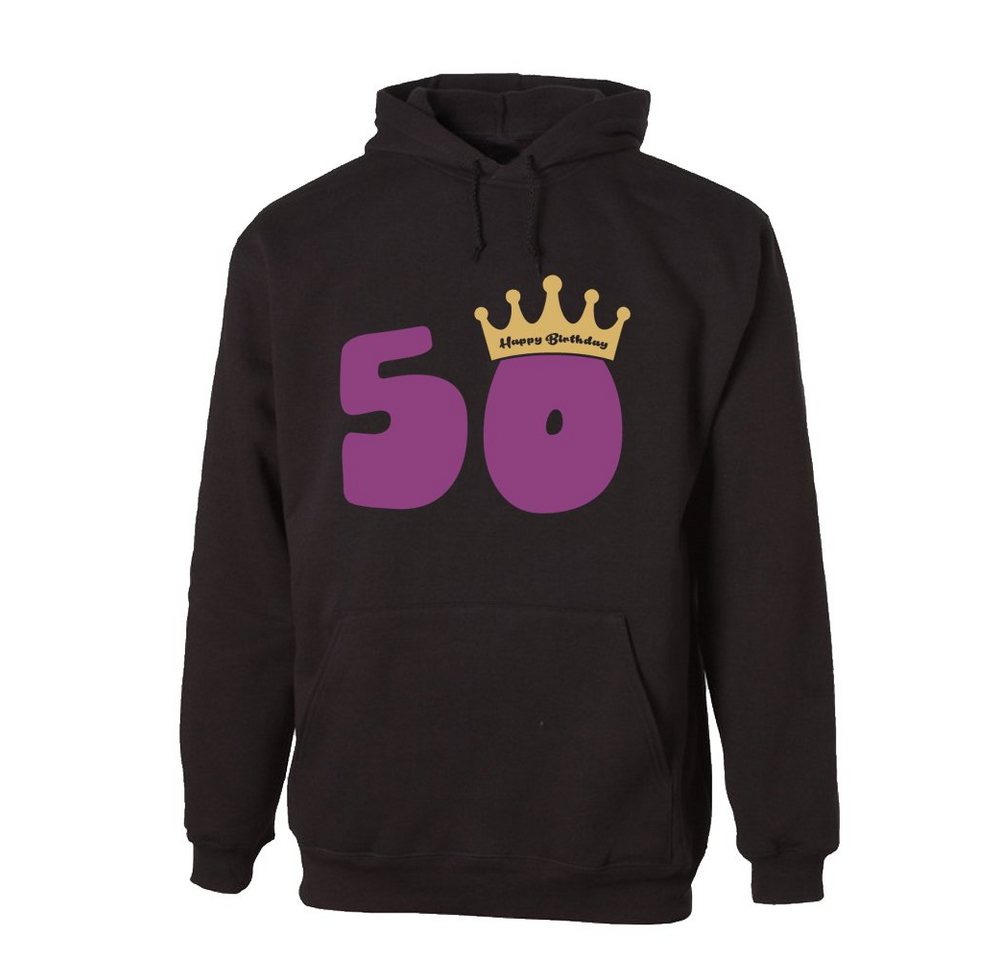 G-graphics Hoodie 50 – Happy Birthday – mit Krone mit trendigem Frontprint, Aufdruck auf der Vorderseite, Spruch/Sprüche/Print/Motiv, zum 50ten Geburtstag von G-graphics