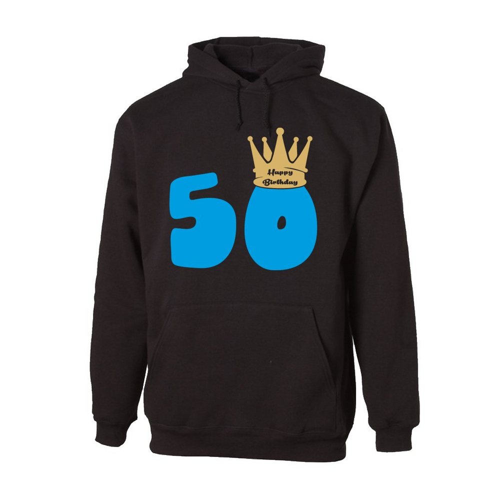 G-graphics Hoodie 50 – Happy Birthday – mit Krone mit trendigem Frontprint, Aufdruck auf der Vorderseite, Spruch/Sprüche/Print/Motiv, zum 50ten Geburtstag von G-graphics